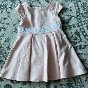 Janie and Jack Charming Pink Kids Dress with Floral Embroidery